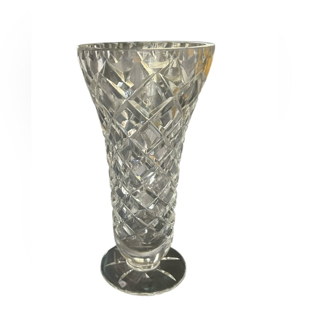 Heavy Glass Bud Vase - Molded Glass with round base 6.5 inches tall